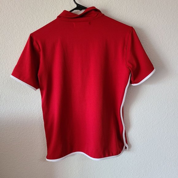 Nike Golf FitDry Red Waffle White Trim Short Sleeve Shirt Women's Size S - Picture 2 of 10